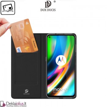 Dux Ducis dirbtinės odos atverčiamas dėklas - juodas (Motorola Moto G9 Plus)